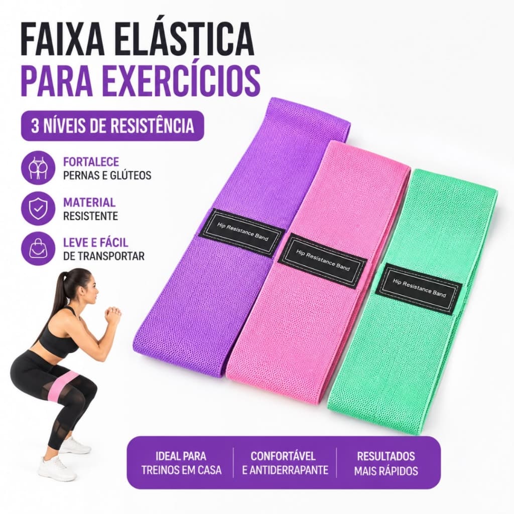 Kit 3 Faixa Elastica Exercicios Mini Band Risistente