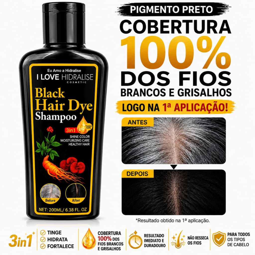 Color Máscara Pigmentante Para Cabelo PRETO, Escurecedor para  grisalhos, brancos e opacos de -200ml