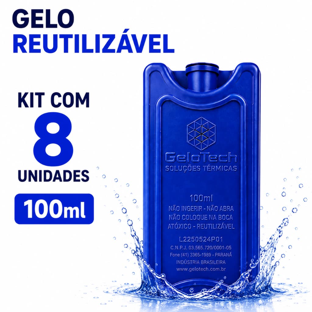 Gelo reutilizável rígido 100 ml kit 8 unidades placa gelox cooler delivery transporte remédio