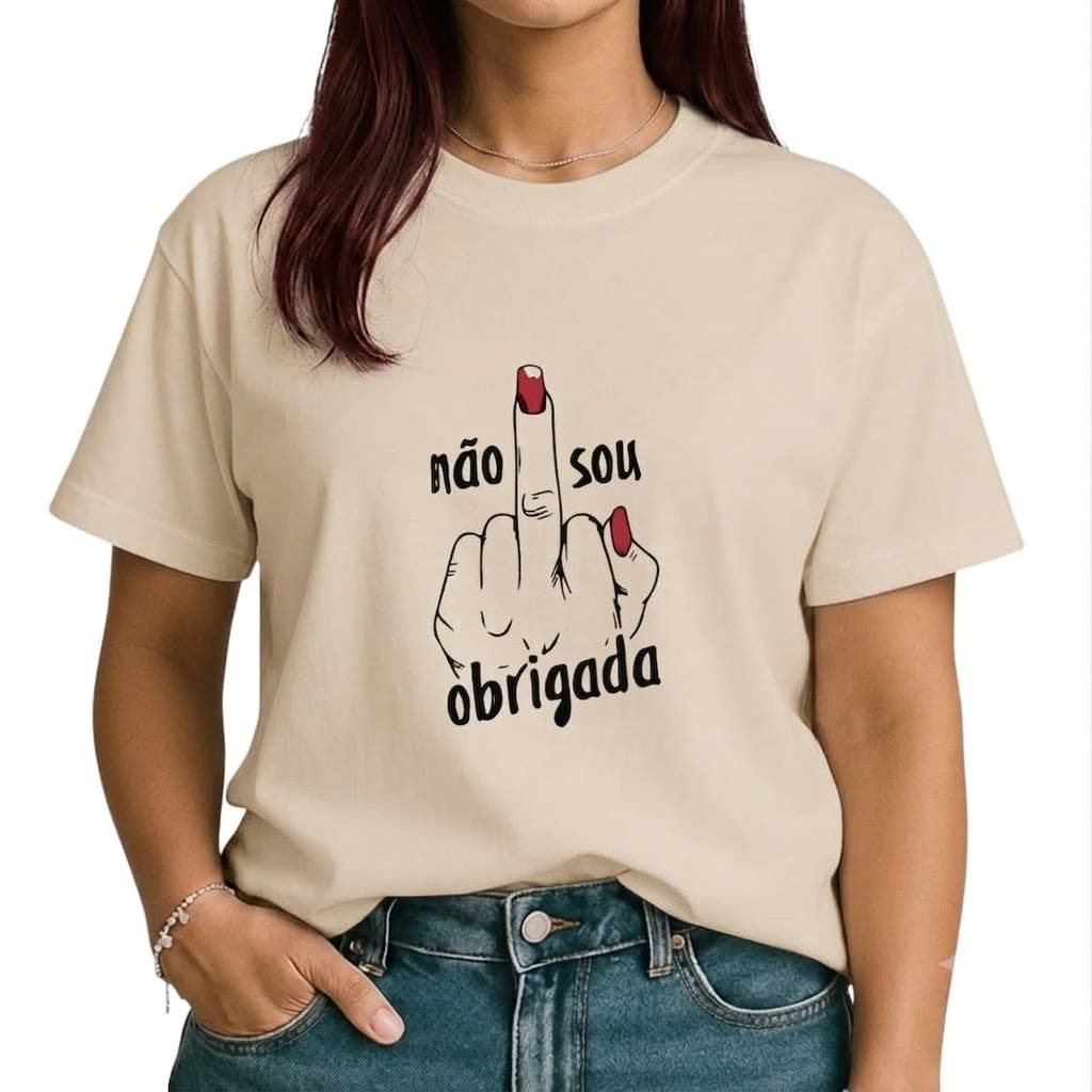 Camiseta Feminina Estampada Não Sou Obrigada Casual Moderna