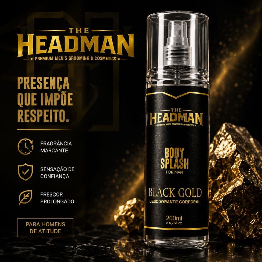Body Splash Masculino BLACK GOLD Premium The Headman Perfume Corporal Elegante Longa Duração