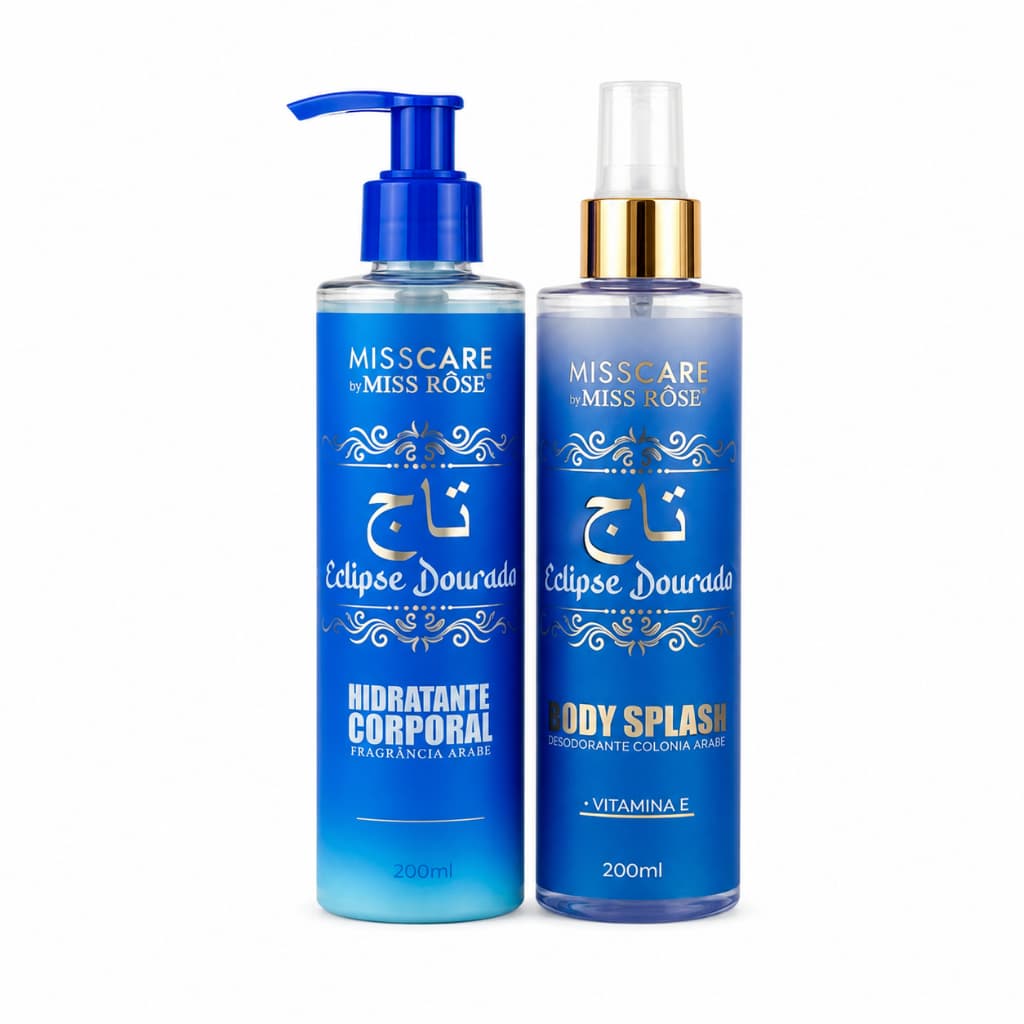 Kit Linha Árabe Eclipse Dourado: Body Splash e Hidratante Corporal - Miss Rôse