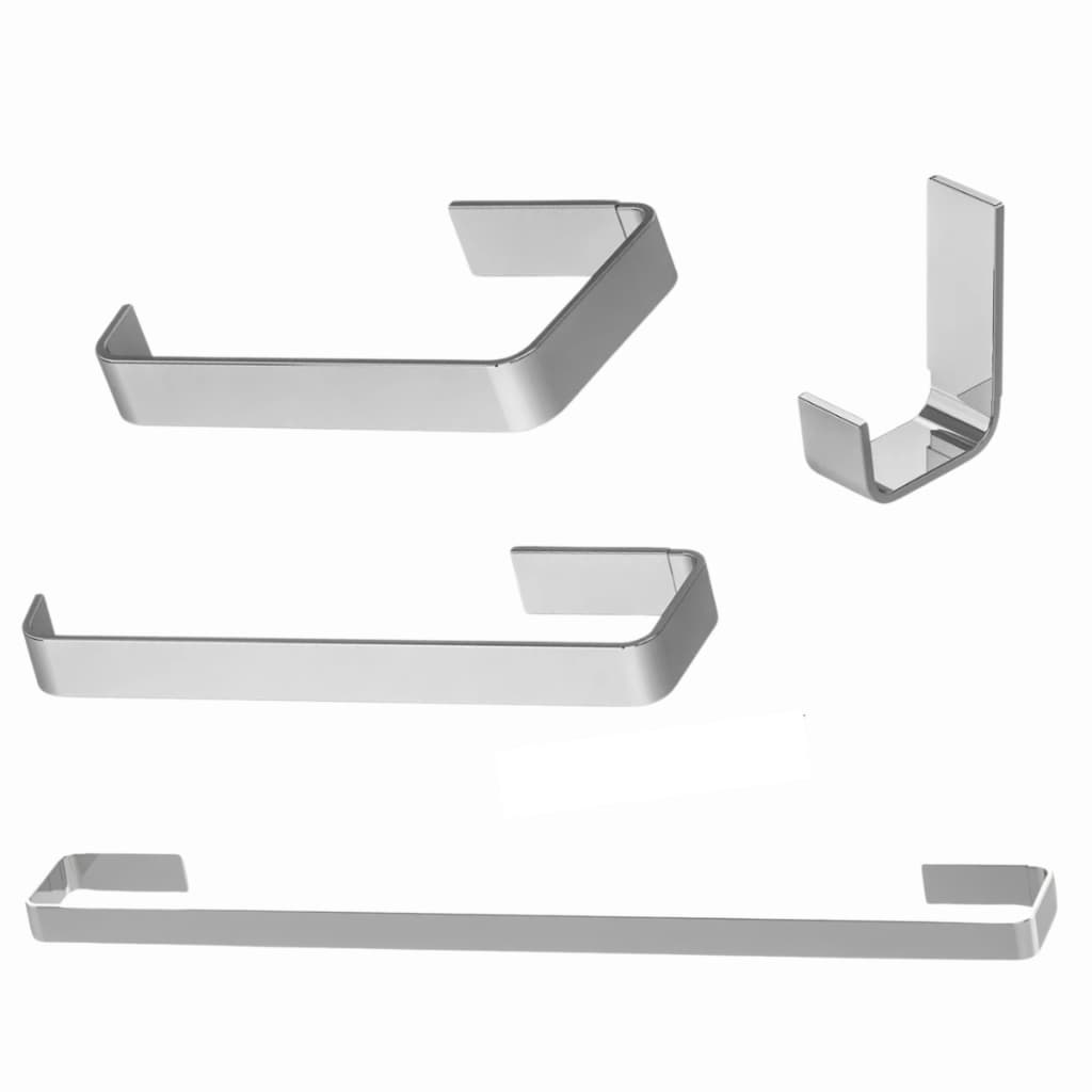 Kit Acessórios para banheiro completo 4 peças quadrado em Inox e Alumínio