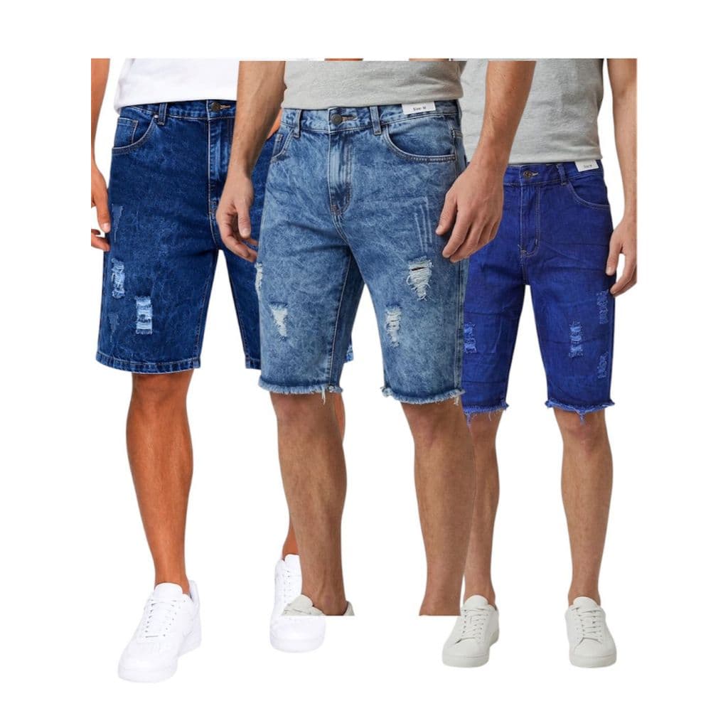 KIT COM 3 BERMUDAS JEANS RASGADA NOVAS CORES SUPER PROMOÇÃO