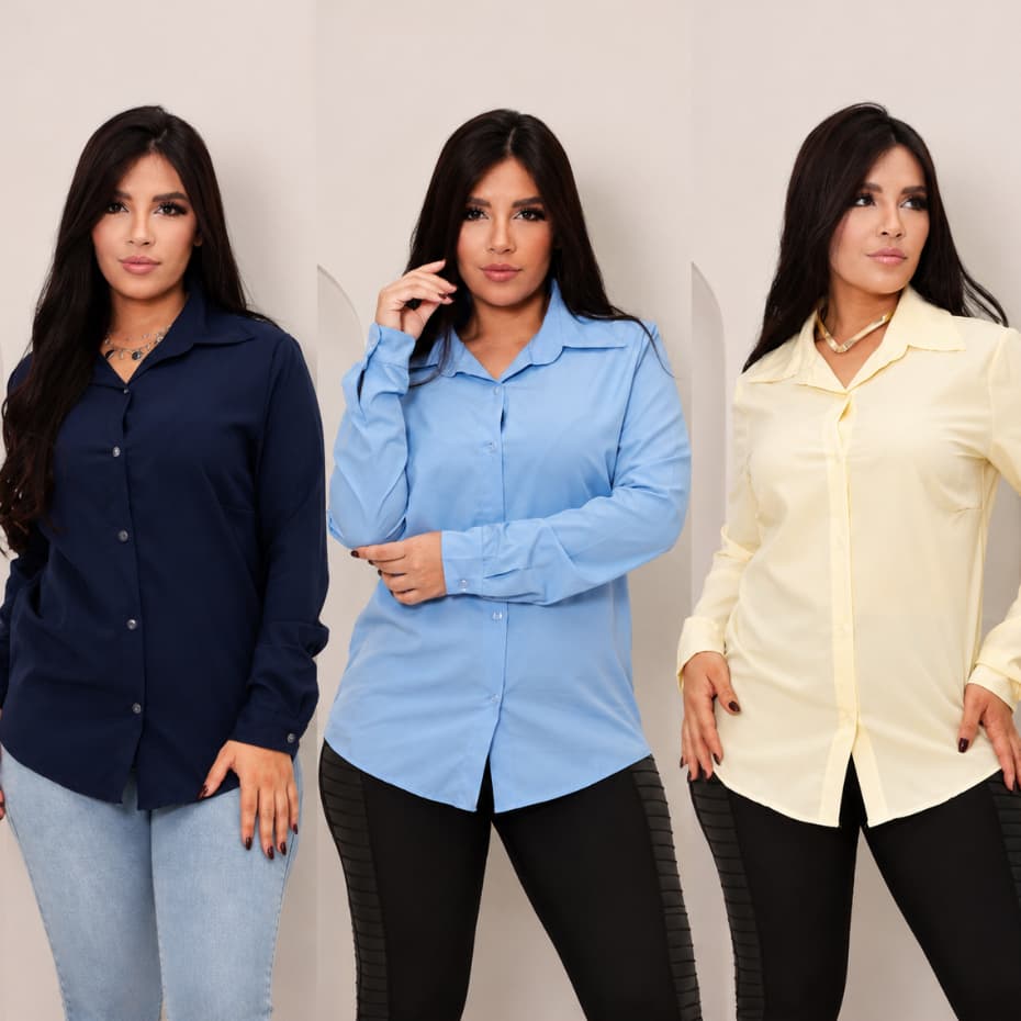 CAMISA FEMININA SOCIAL MANGA LONGA BLUSA CASUAL TRABALHO ESCRITORIO BOTÕES FRONTAIS ENTREGA RAPIDA TENDENICA