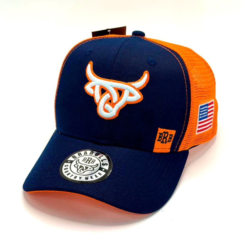 Boné Trucker Brabulls Touro Bordado Aba Curva Tela Ajustável Country Agro Rodeio Premium Original
