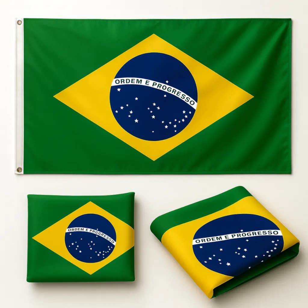Bandeira Do Brasil Grande para bastao Poliéster 140×90 cm