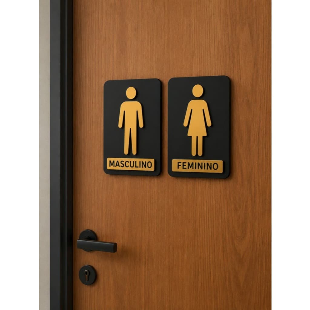 Placas para Porta de Banheiro Feminino e Masculino, Acrílico Premium, Envio FULL