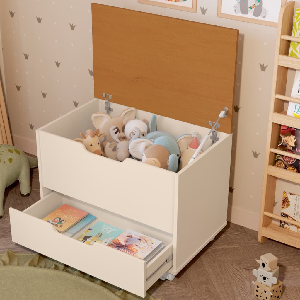 PROMOÇÃO Baú Organizador Infantil e Multiuso com Gaveta para Quarto Criança Seguro Moderno Decorativo Rodízios