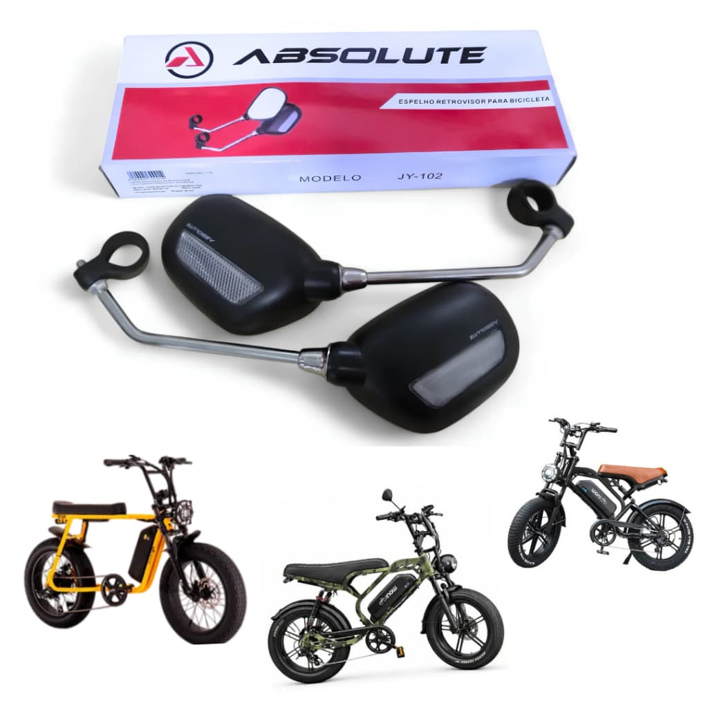 Espelho Retrovisor Absolute Para Bike Bicicleta Eletrica Sousa Retangular com refletore