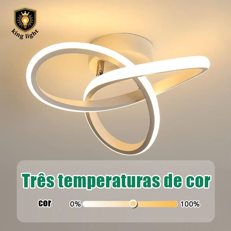 Lustre moderno LED Três cores ajustáveis adequado para corredor, sala de estar, quarto, cozinha