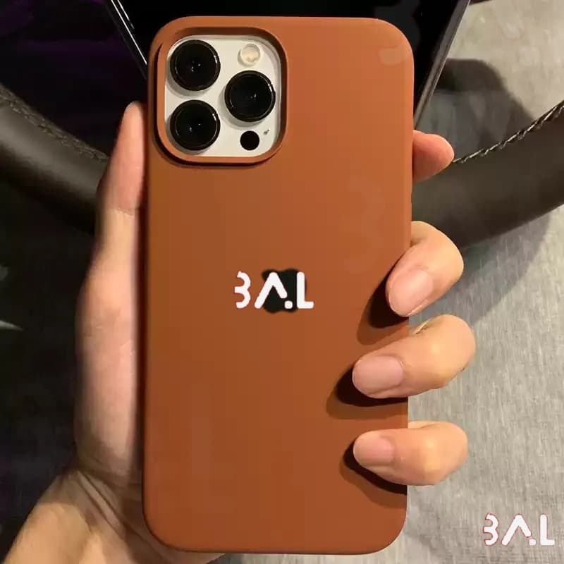 Capinha Capa Silicone Líquido para iPhone 11 12 13 14 15 16 17 Pro Max Marrom Veludada Premium