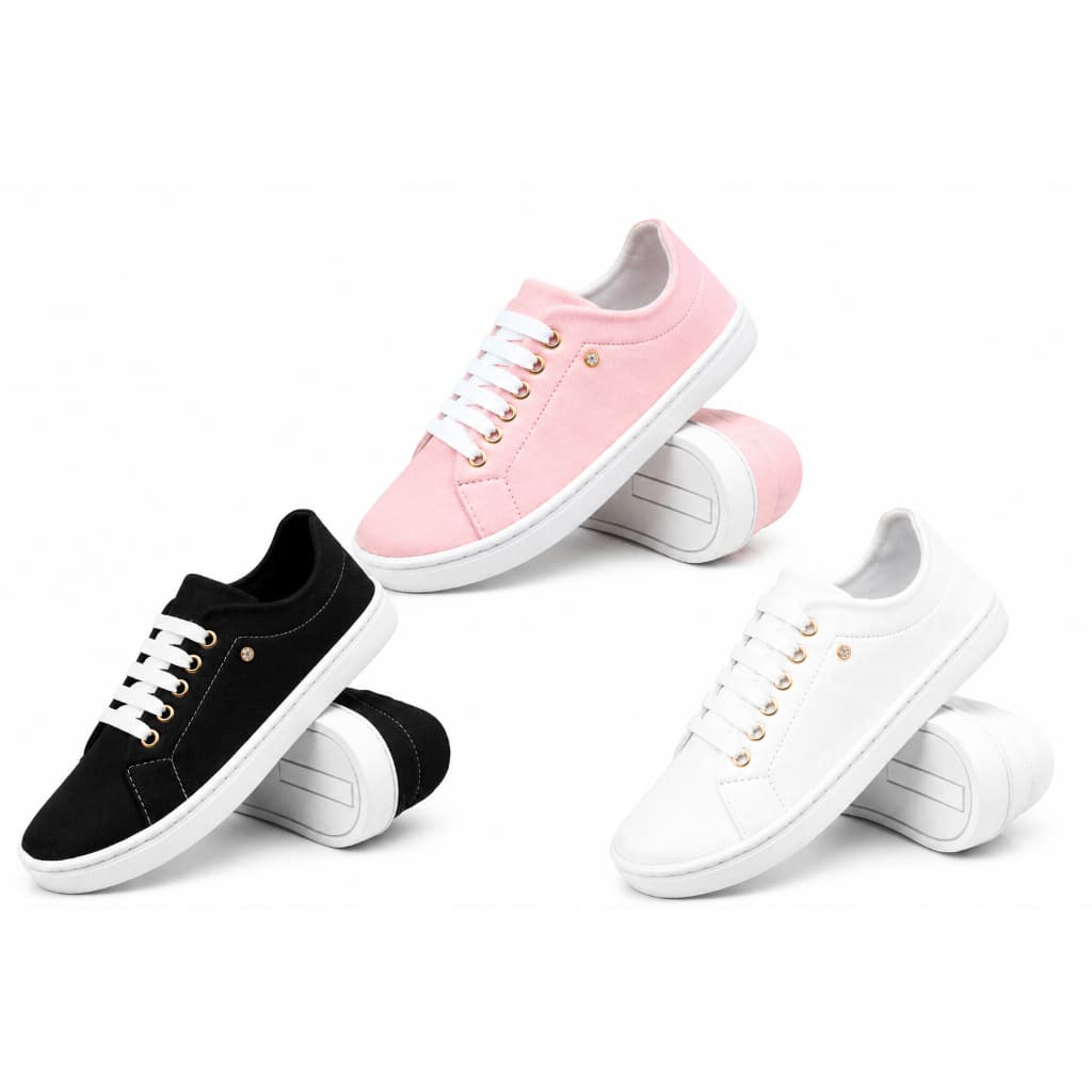 Kit com 3 Pares de Tênis Feminino Casual – Conforto, Estilo e Versatilidade