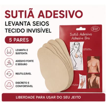 Sutiã Adesivo Invisível Lift Up Sem Alças Levanta Seios Reutilizável 5 Pares