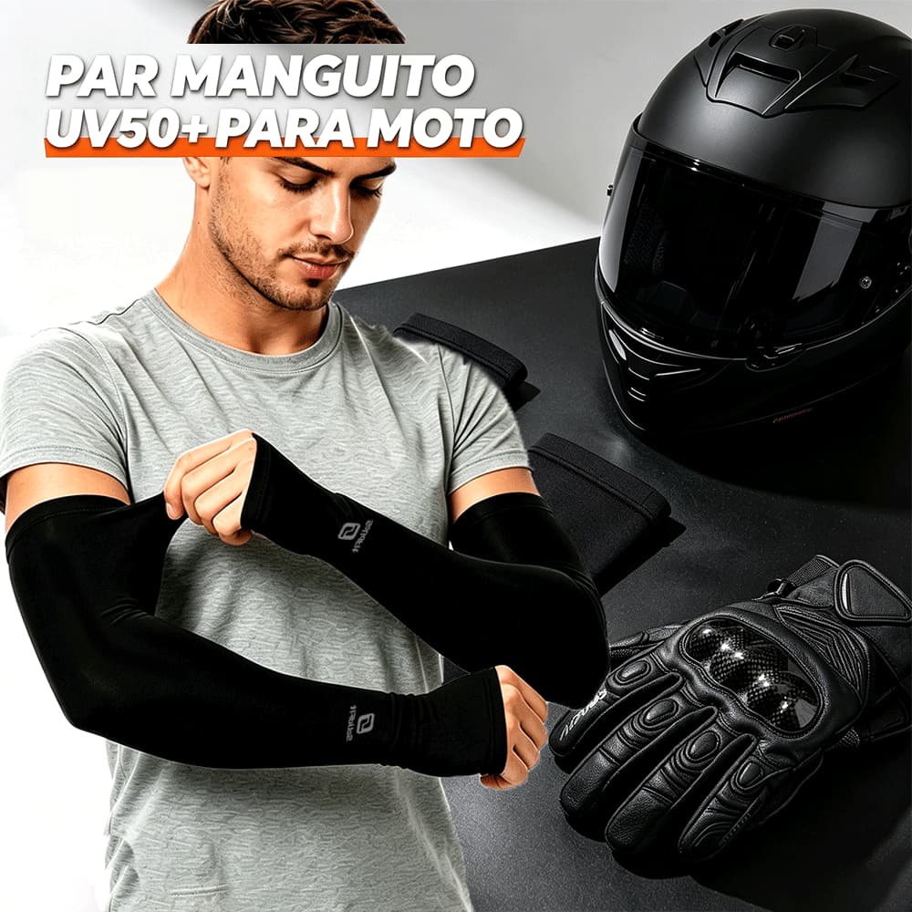 Par Manguito Proteção Solar UV50 Para Moto Ciclismo - Mangotes Respirável Anti-UV Braço