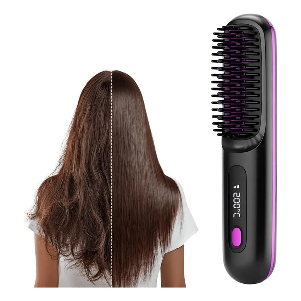 Escova Alisadora Sem Fio 5 em 1 Bivolt – Alisa, Hidrata, Modela, Alinha e Antifrizz