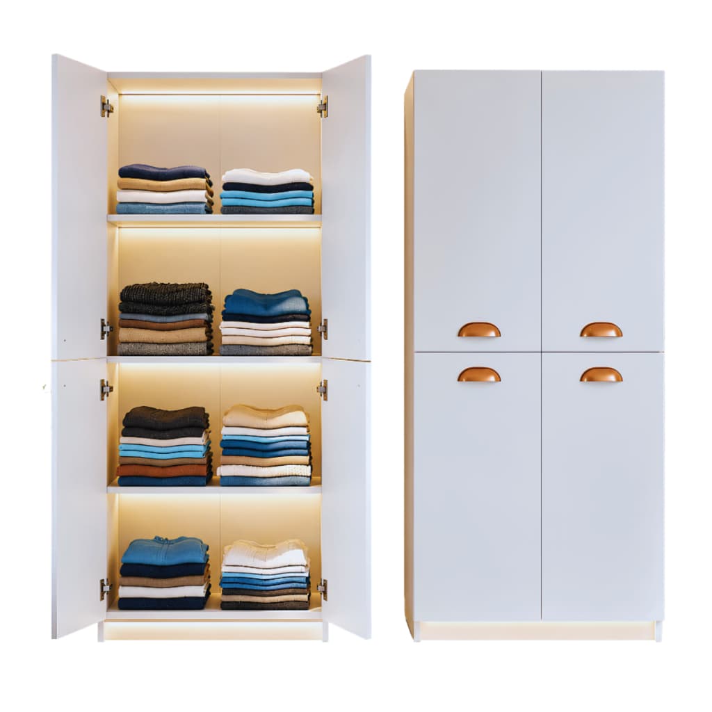 Guarda-Roupa Catarina Solteiro Com 4 Portas e 4 Prateleiras Para Quarto Sala Multiuso