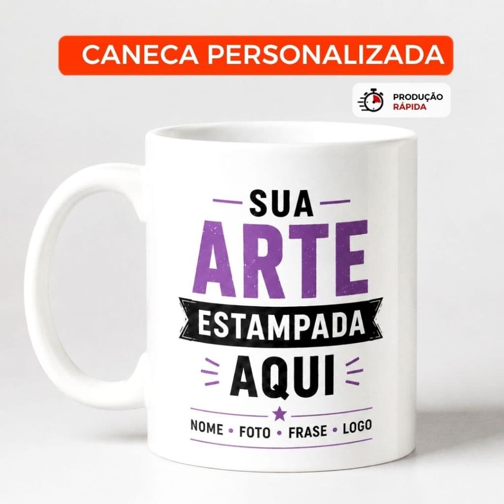 Caneca de Porcelana Personalizada DTF Digital | Alta Qualidade e Cores Vivas
