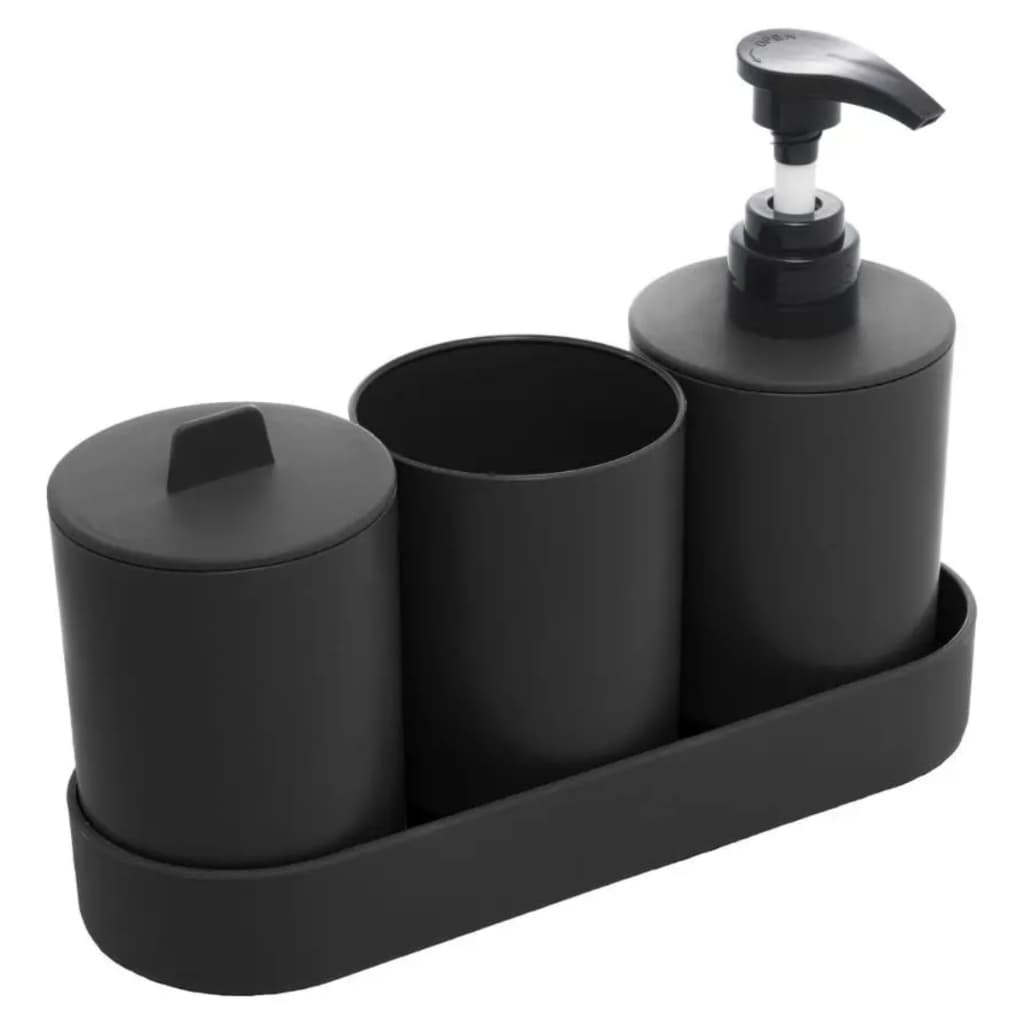 Conjunto 4 Peças de Bambu e PP para Banheiro Preto - Lyor