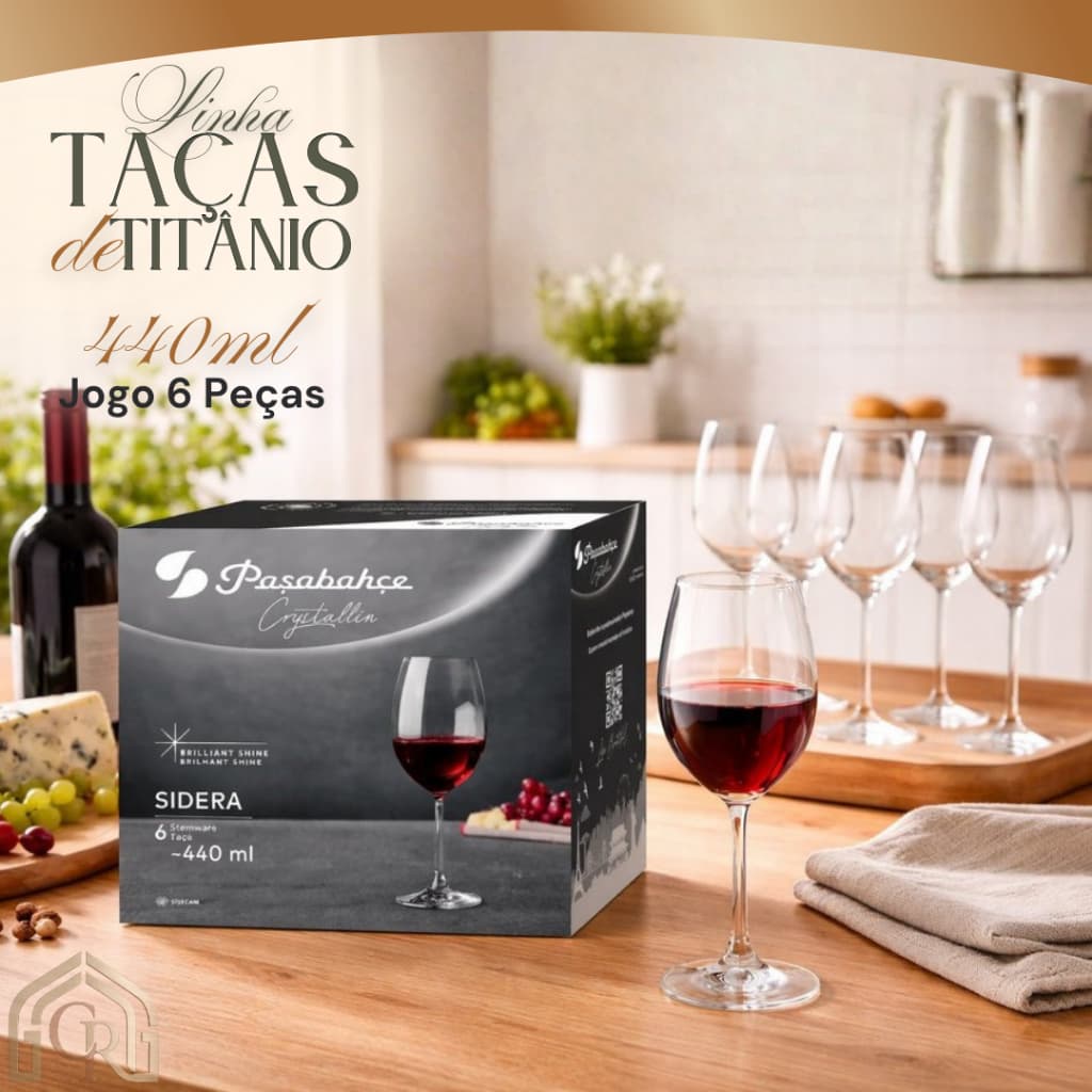 Conjunto 6 Taças Cristal Transparente 440ml Elegância Design Durável Festa Vinho Mesa Posta