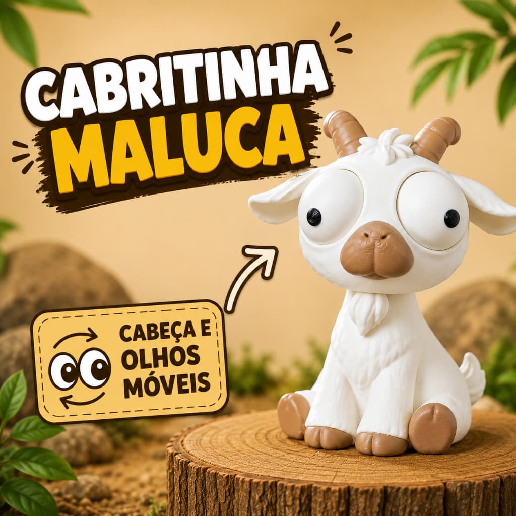 Cabritinha Maluca com Cabeça e Olhos Articulados | Decoração Brinquedo Fofo
