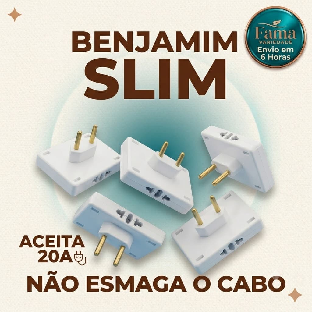 Adaptador Tomada Benjamim Slim Fino 10A e 20A Universal
