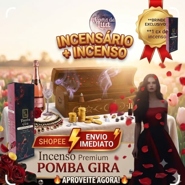 INCENSÁRIO  INDIANO BOX MAD RÚSTICO + 1 CX  INCENSO 7 VARETAS DA POMBA GIRA PROTETORA AMOR E SEDUÇÃO
