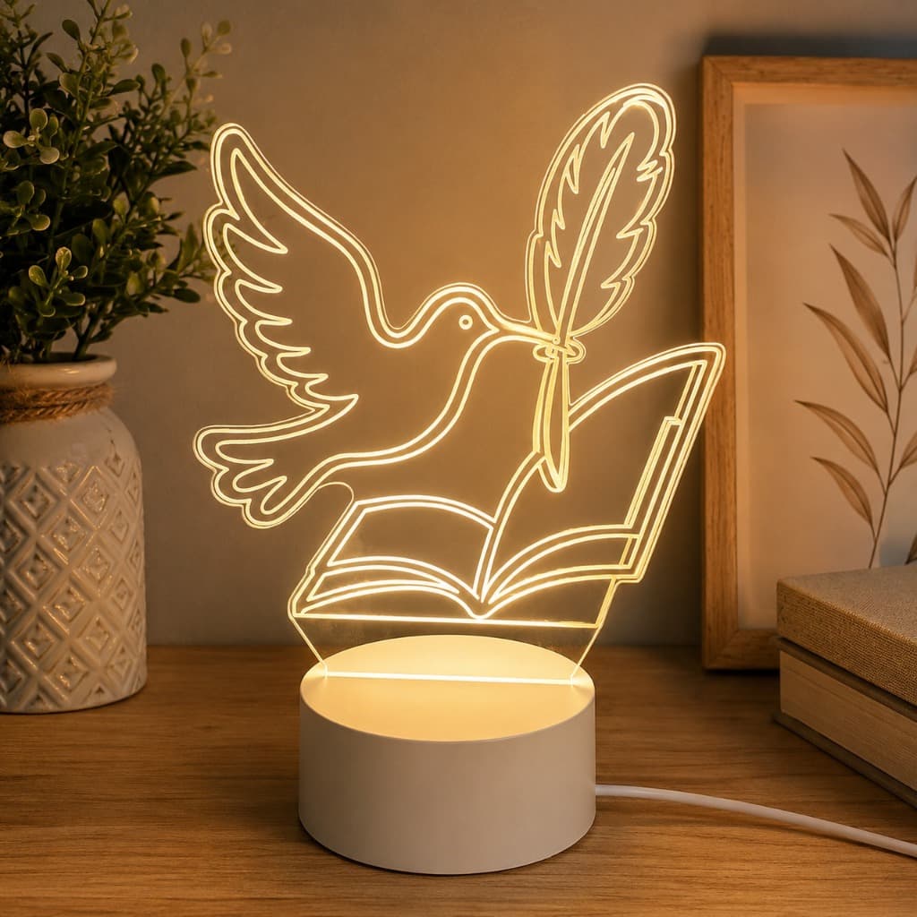 luminária LED Fé e Espiritualidade / Abajur / Luz Noturna / Presente Criativo