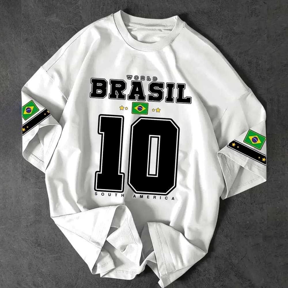Camiseta masculina Básica e Oversized Algodão premium camisa Unissex estampa World Brasil South América 10