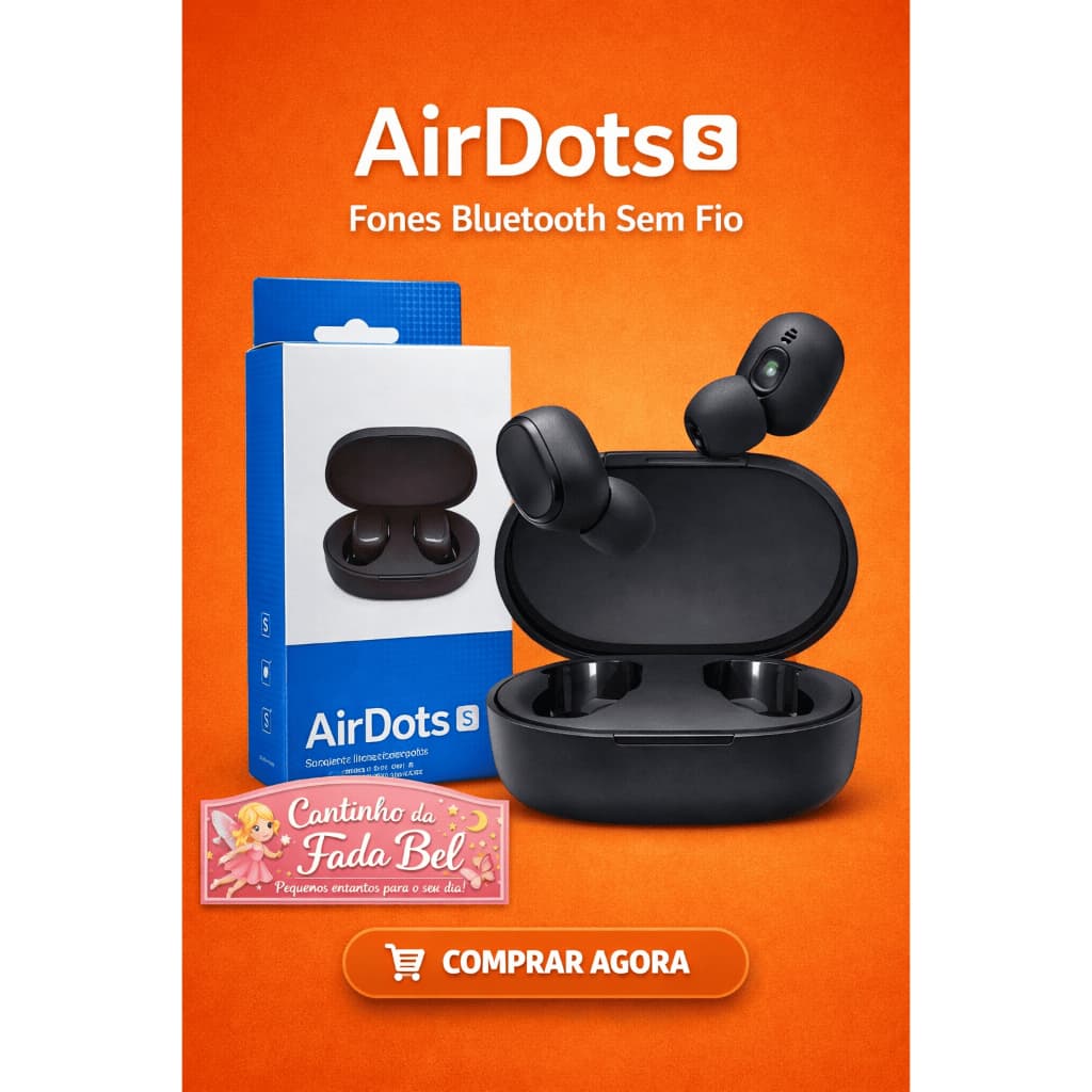 MEGA ROMOCAO KIT - 2  - FoneS Sem Fio Airdots S TWS Bluetooth Preto para Android e Iphone