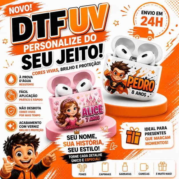 ADESIVOS DTF UV PARA FONES DE OUVIDOS DE ANIVERSARIOS