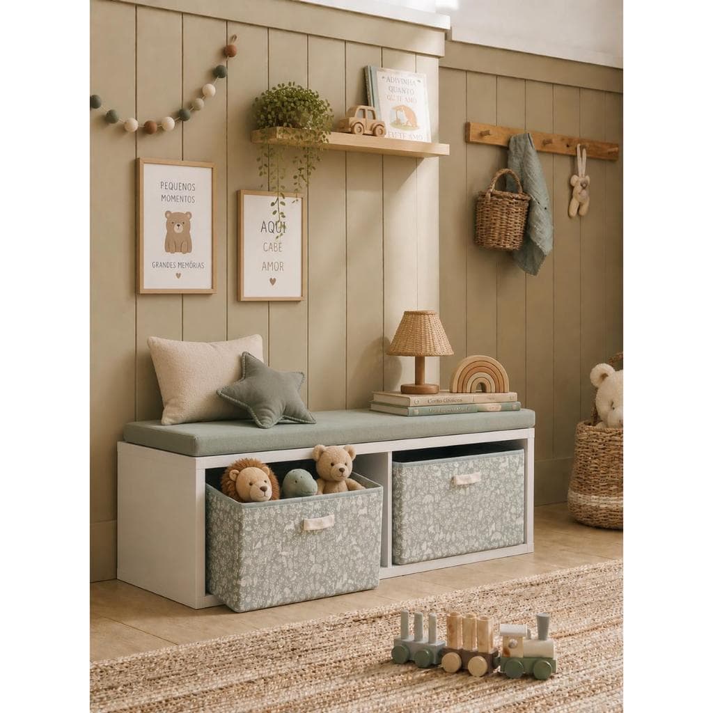 Movel Nicho Armário Organizador Estante  Multiuso Infantil em MDF Branco 60x30 para quartos de bebê quartos infantis bri