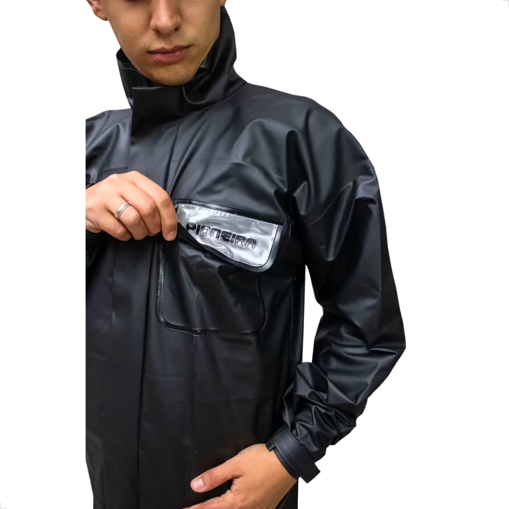 Capa de Chuva Moto Pioneira Bravo Gola PVC 0,30mm Impermeável Reforçada para Motociclista com Ajuste