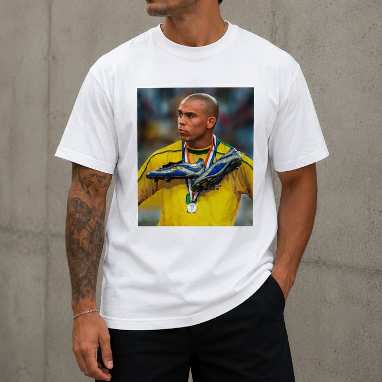 Camiseta Masculina 100% Algodão Jogador Futebol Ronaldo Fenômeno Brasil