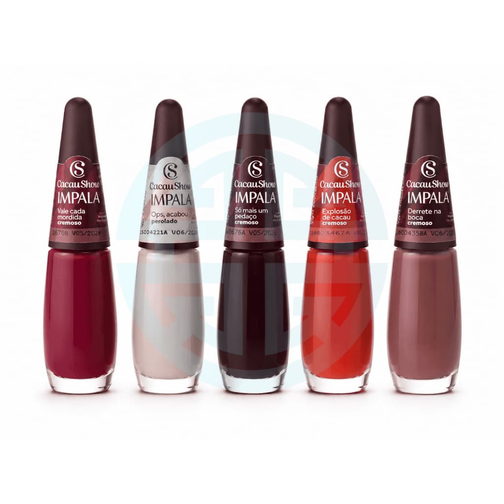 Coleção Cacau Show 5 cores Esmalte Impala
