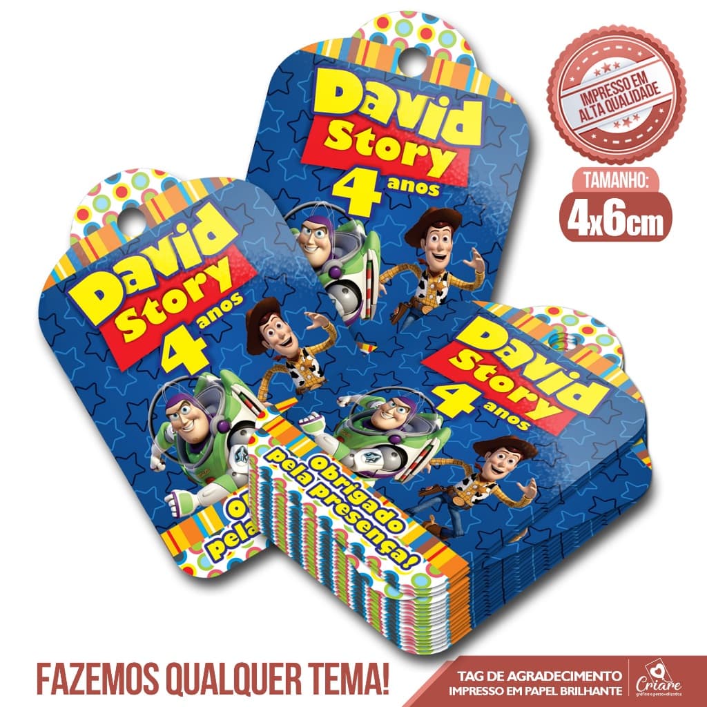 Tag de Agradecimento FAZEMOS QUALQUER TEMA - papel com brilho | Para lembracinha de aniversário