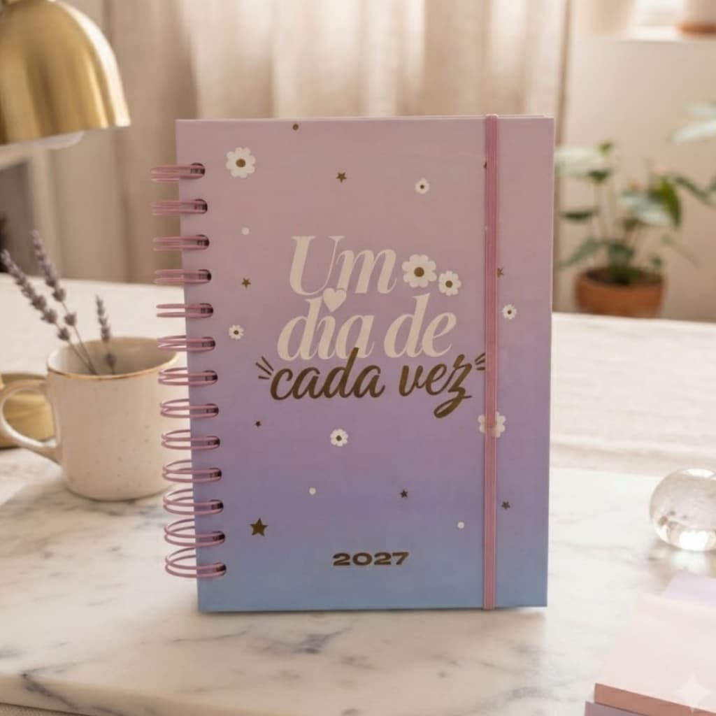 Agenda 2027 Espiral Planner Diário e Anual Estampas de Frases Motivacionais 336 Páginas e Capa Dura