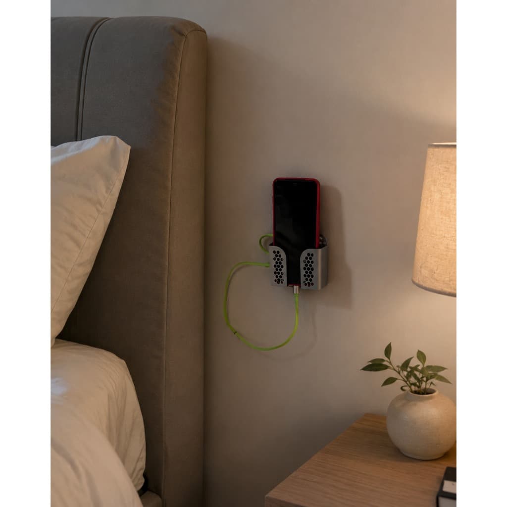 Suporte de Parede para Carregar Celular | Organizador de Celular com Passagem para Cabo | Porta Celular Adesivo