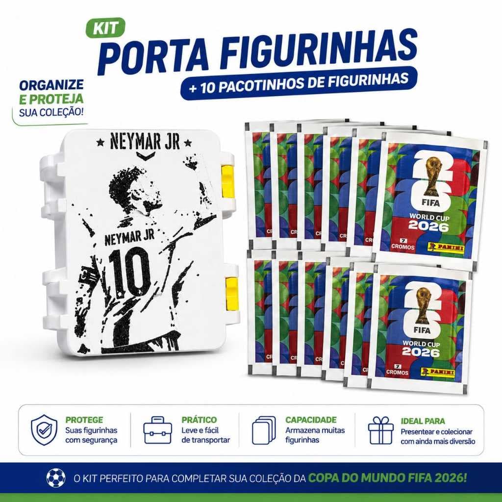 Kit Colecionador Oficial FIFA 2026 Copa do Mundo 10 Pacotes + Porta Figurinhas