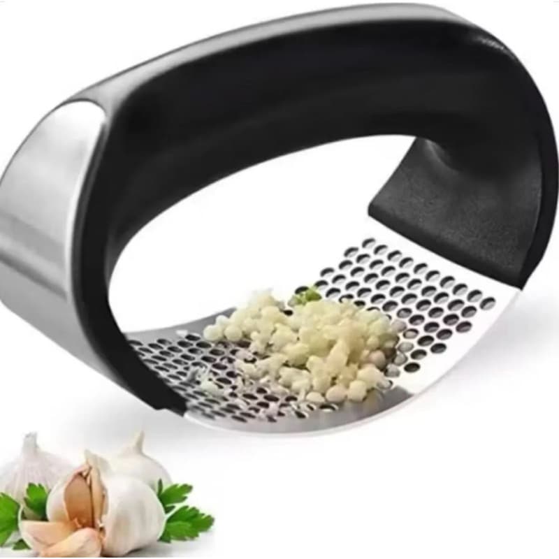 Espremedor Triturador de Alho Manual Inox Tipo Gangorra Prático Rápido Sem Sujeira Cozinha Premium