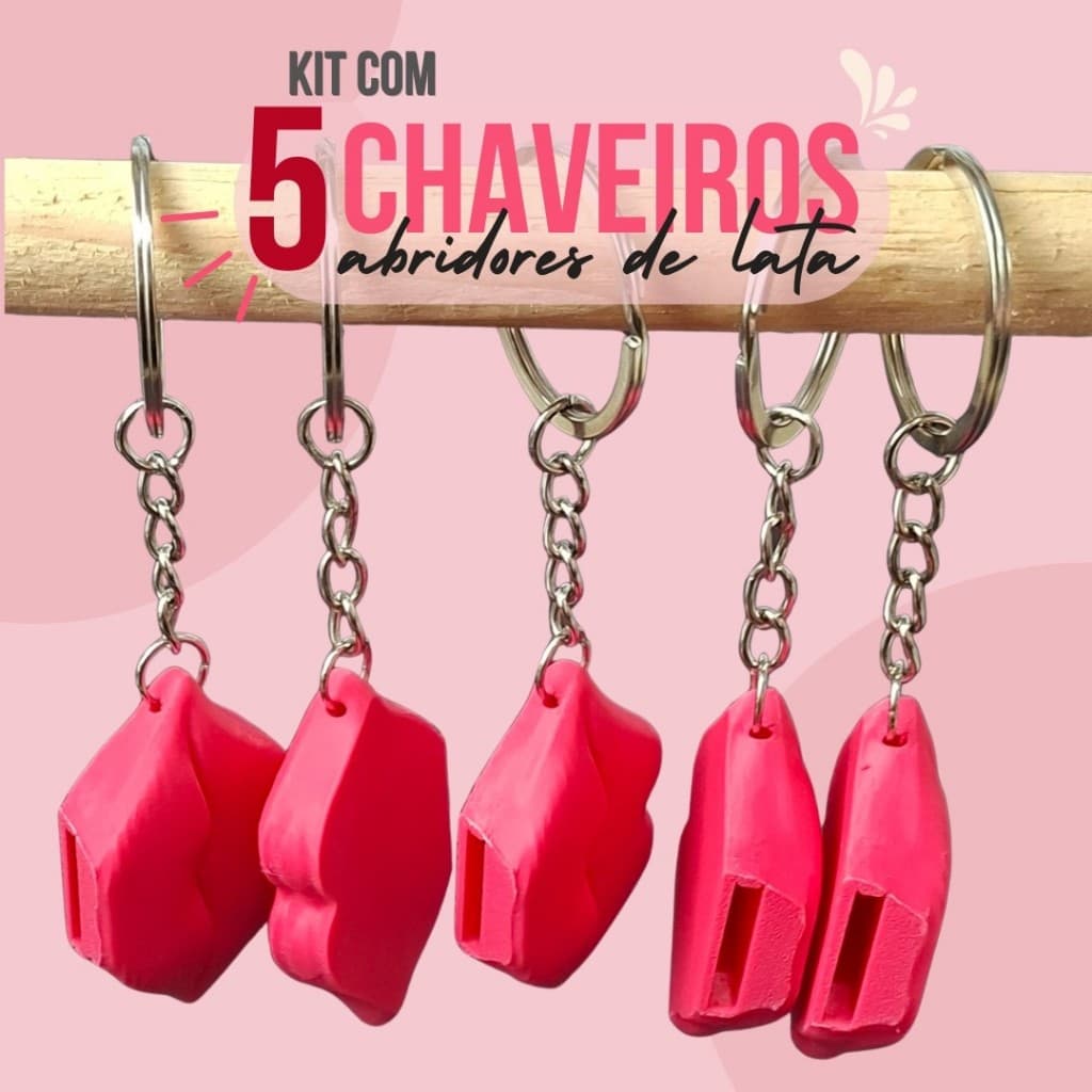Kit com 5 | Chaveiro com abridor de lata - salva unha, brinde perfeito para nail designers