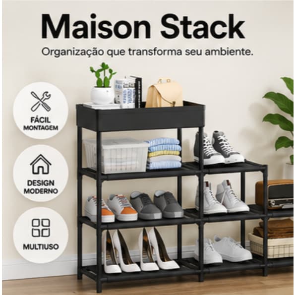 Estante Organizador Multiuso Modular 4 Andares Prateleiras Sortidas Espaço Compacto