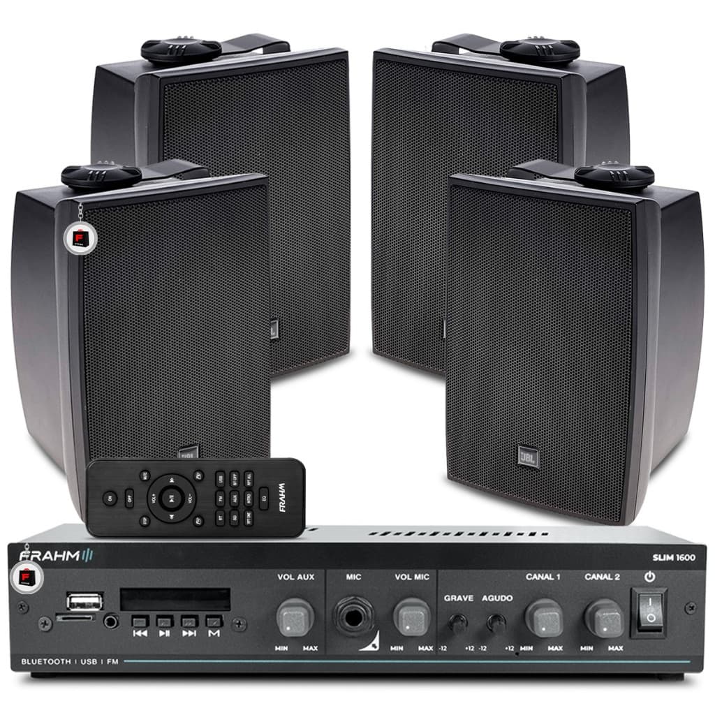 Som Ambiente Área Externa Bluetooth Piscina Area Interna + Caixas Jbl Fixar Parede Com Suporte