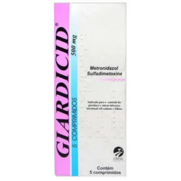 Antibiótico Giardicid Cepav 500mg Para Cães e Gatos - 5 Comprimidos
