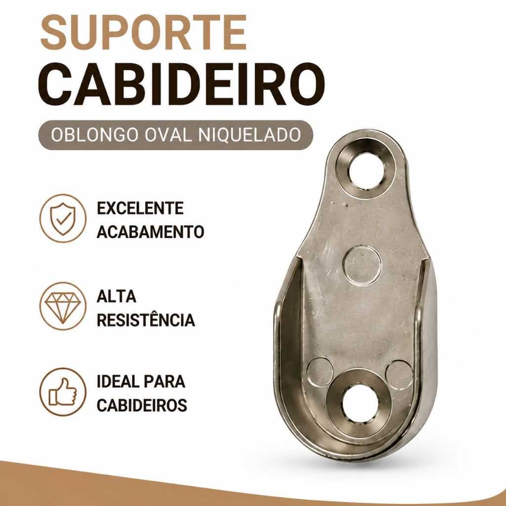 Suporte Lateral Tubo Cabideiro Oblongo Oval Guarda Roupa Closet Armario Cabide