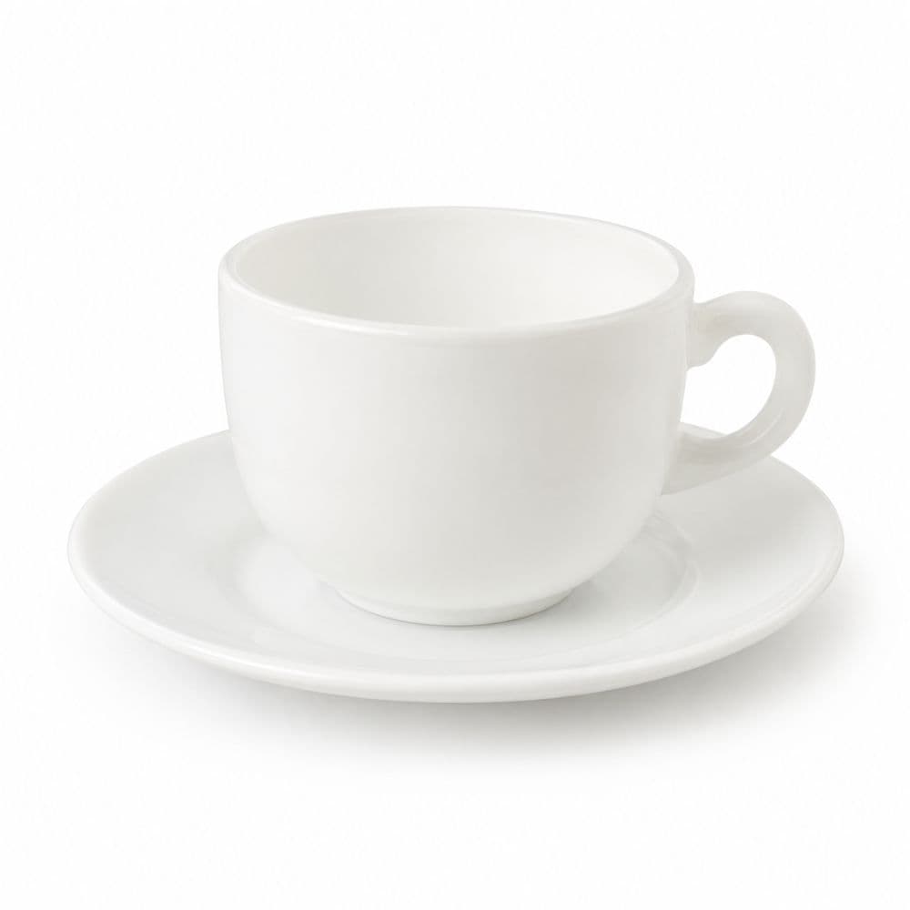 Jogo 6 Xícaras Chá Café Vidro Opalina Branco 200ml com Pires
