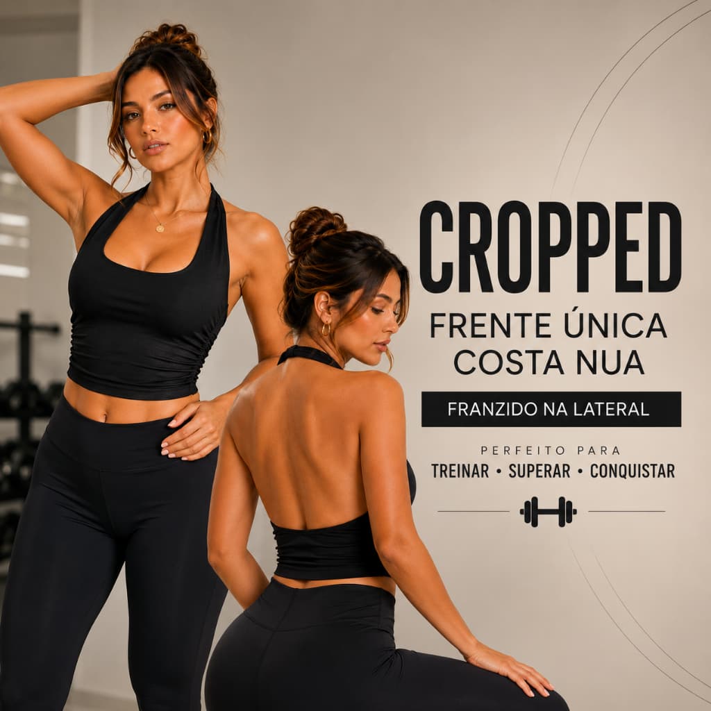 Top Cropped Feminino Frente Única Franzido Lateral Ajuste Perfeito Costa Nua