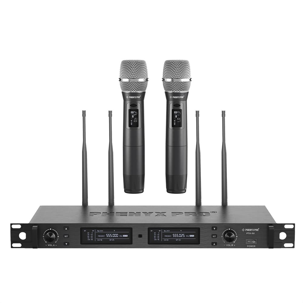 Sistema de microfone sem fio Phenyx Pro PTU-2U True Diversity Microfone sem fio duplo