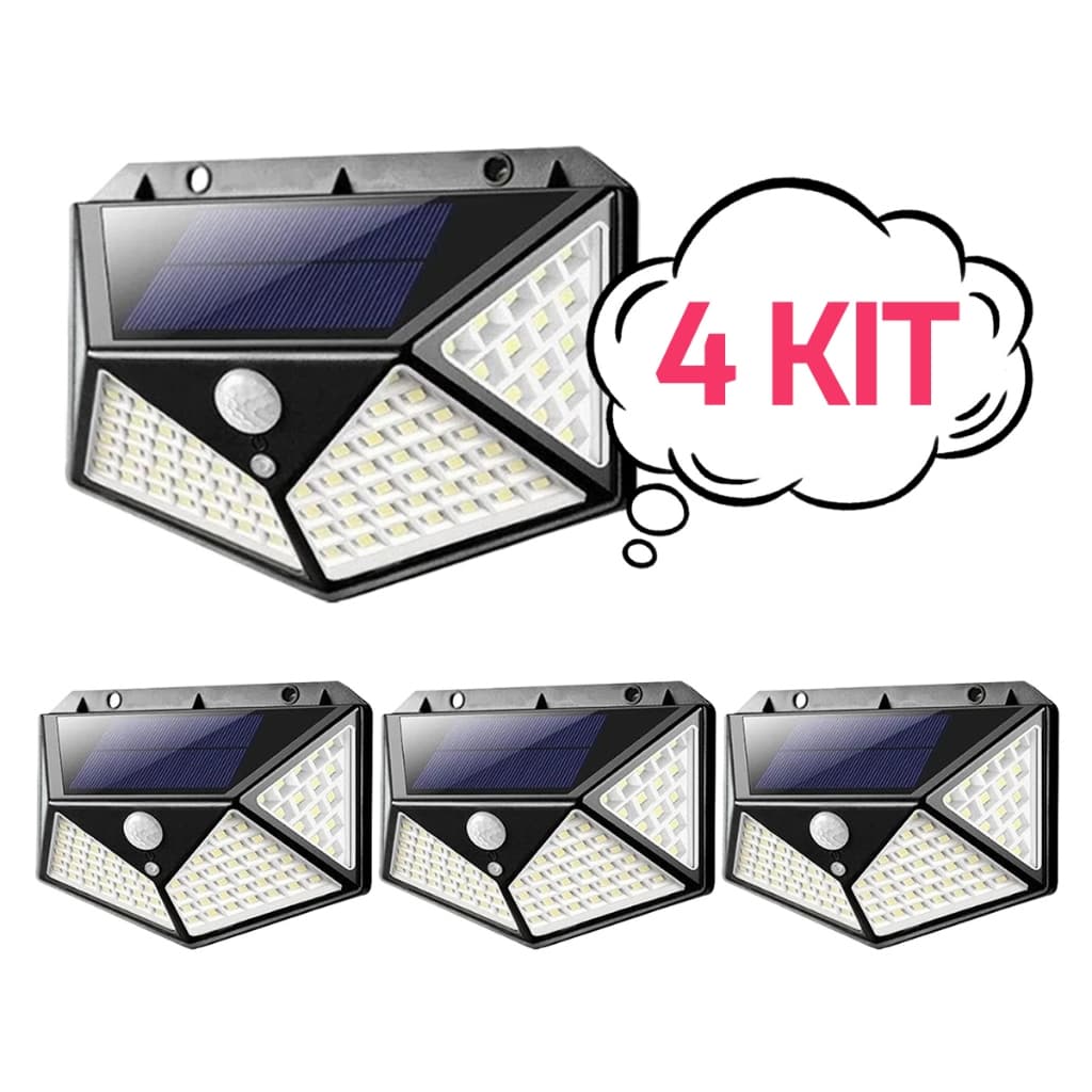 1/2/3/4 Pcs Luminárias Solares Impermeáveis Prova De Chuva 100 Led Sensor Courtyard Light Promoção