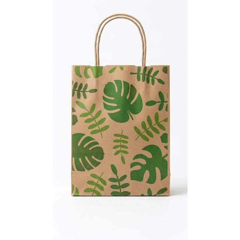 Sacola PapeL Pardo Kraft 80g Flores Lojas Presentes (18 x 08 x 24) Tam P Pac 10 unidades Personalizadas Ecológicas